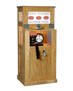 Classic Honey Oak Penny Press Machine by Penny Machines USA